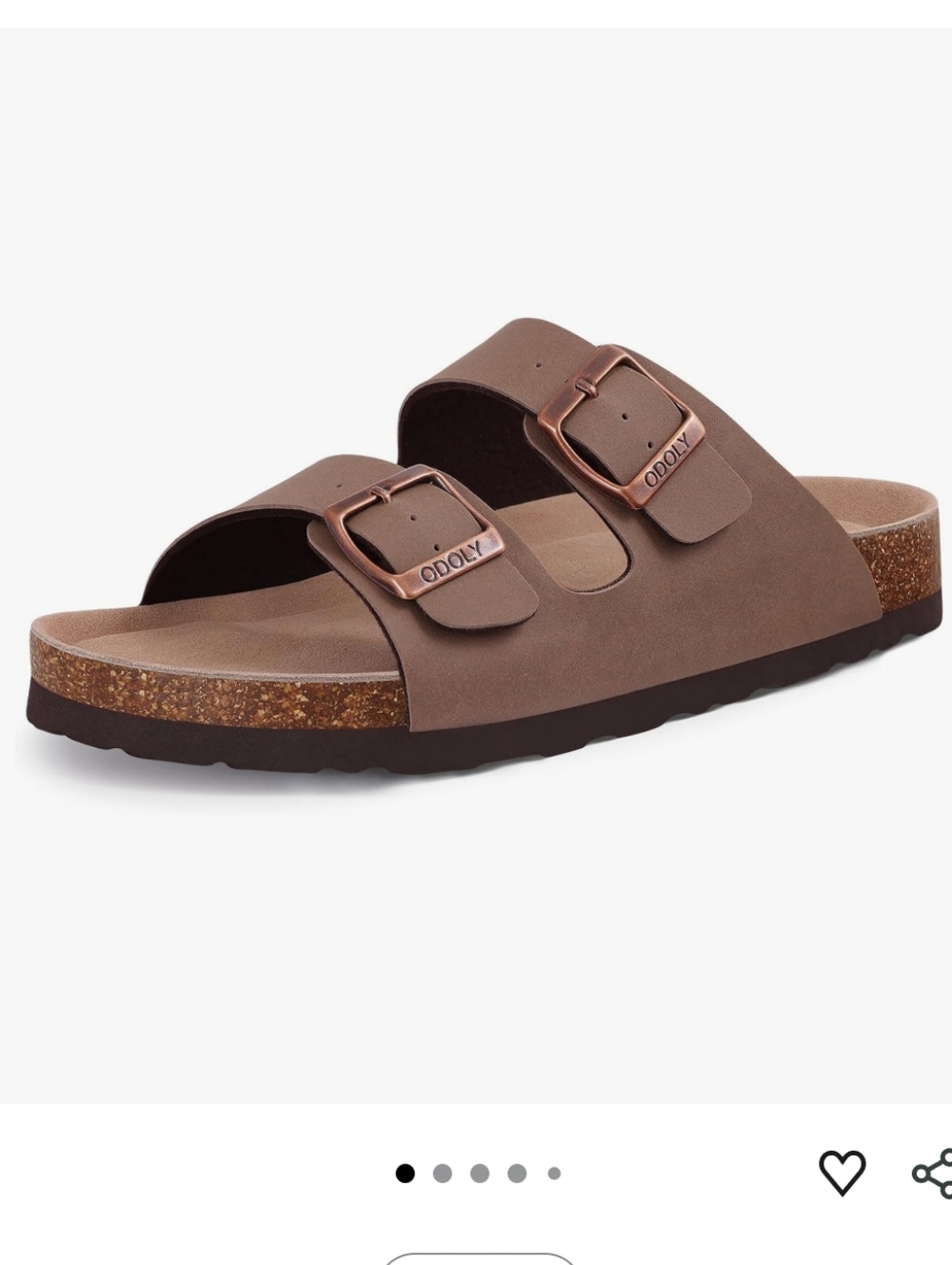 Double Buckle Slide Sandal in Brown with Cork Footbed NWT Size 10